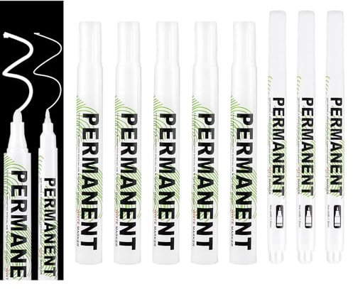 Acrylic Paint Pens 8 Pcs - White, Permanent, Waterproof, Oil Based - Extra Fine (1mm) & Medium (3mm) Tips for Wood, Canvas