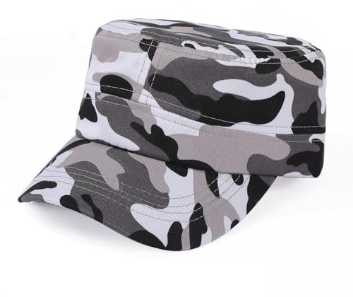 Cappello Camouflage Cappellino da Baseball Camo Cappello Militare Berretto Visiera Mimetica Esercito Cappello con Motivo Militare Mimetico Chiusura Regolabile Berretto Piatto Uomo (Tessuto, C)