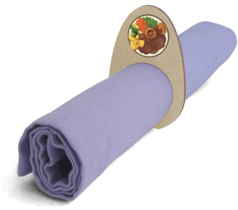 5 x 'Roast Dinner Plate' Wooden Napkin Rings/Holders (NR00062595)