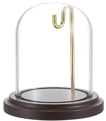 SUMNACON Glasglocke mit Haken, kleine Taschenuhr, Kuppel, dekorativ, klares Display, Glocke, Mini-Glasabdeckung, Kuppel, Uhr, Vitrine mit Sockel