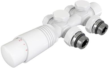 Heizkörperthermostat Heizkörper Durchgangsventil Eckventil 1/2 zoll φ15&16 Hahnblock Heizkörper Thermostat für Badheizkörper Handtuchheizkörper Mittelanschluss Multiblock Set (Weiß)