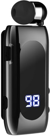 Uanratg K55 Lavalier Cuffie Retrattili BT5.2 Promemoria di Chiamata Vibrazione Movimento Clip Controller Auricolare PK F920 Nero