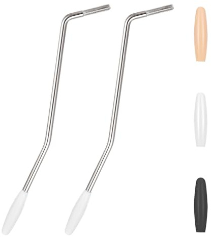 2Pcs 6mm & 5mm Thread Tremolo Arm, Silver Electric Guitar Whammy Bar with Tip Metal Single Tremolo Arm