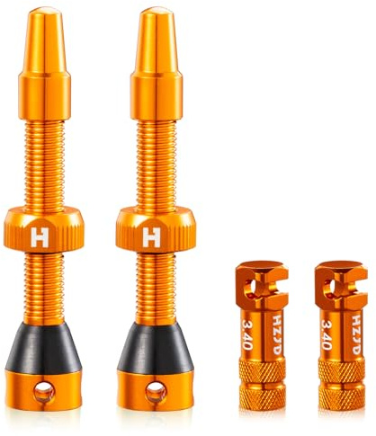HZJD 2 Stück Presta Tubeless Ventile, Orange(44 mm) | Tubeless Vorbau, Integriertes Kernspeichenausbauwerkzeug