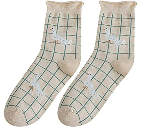 Bas Pour Porte-Jarretelles Femme Bas Resille Femme Femmes automne et hiver décontracté tube chaussettes rétro fleuron coton bulle bord bas Chaussette Motif Collant Porte Jarretelles (White, One Size)