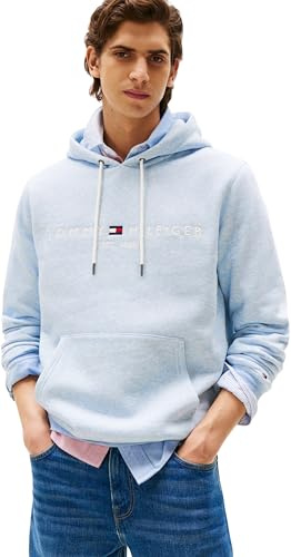 Tommy Hilfiger Herren Hoodie Tommy Logo mit Kapuze, Grau (Bros B0802), L