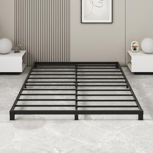 VERFARM 12,7 cm Queen-Size-Bettgestell, niedriges Profil, Queen-Size-Metallplattform-Bettgestell, kein Boxspringbett erforderlich, robuste Metall-Stahllatten-Matratzenfundament, geräuschfrei, einfache