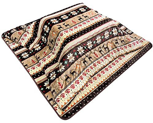 Waschbarer Futon, lässiges Elch-Design, Design für Zuhause und Wohnen, japanische Decke enthält Tisch + Heizung + Decke + Steppdecken (Farbe: Braun, Größe: 75 x 75 cm)
