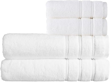 Christy Antalya Bath Sheets Set | 4 Piece | 100% Turkish Cotton | 600GSM | Soft Plush Luxury Towel Set | 2 Bath Sheets 2 Hand Towels | Quick Dry | White