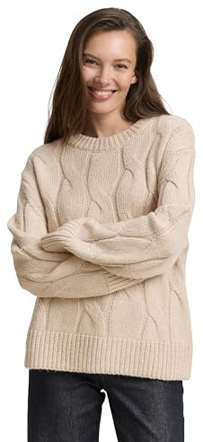 Tom Tailor Damen 1047709 Loose Fit Strickpullover mit Zopfmuster