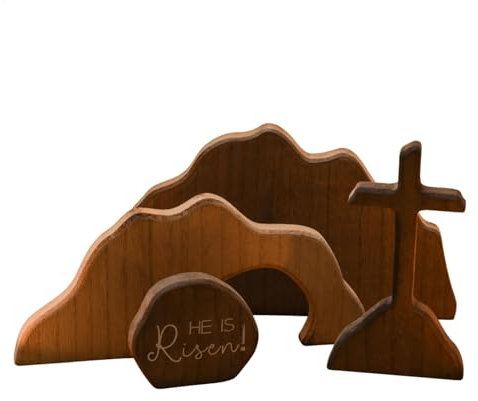 Leeres Grab, -Szene, Krippen-Dekoration für den Tisch, Holz- -Auferstehung, Dekoration für Zuhause, christliche Krippe, Tischdekoration