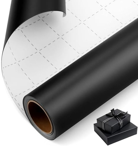 Mbsomnus Geschenkpapier Schwarz 1200 cm x 43 cm Wrapping Paper Geschenk Papier Geschenkpapier Hochzeit für Geschenkverpackungen Geburtstag Hochzeit Bastelarbeiten Weihnachten Festliche Dekorationen