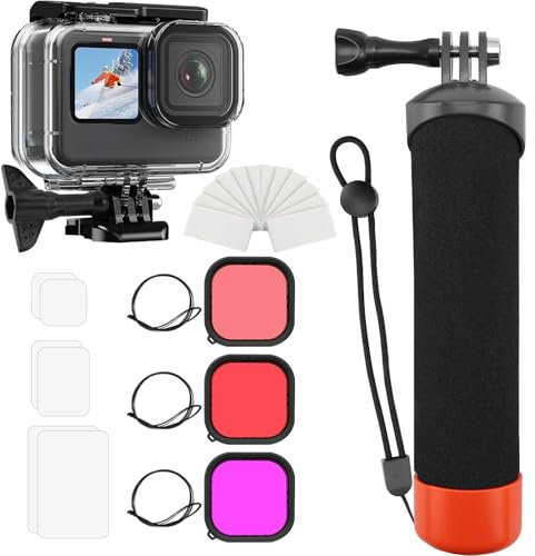 TUZHE Schwimmer Handgriff Set, 23-teiliges Set mit Zubehör für Sportkameras, Geeignet für Go Pro Hero 13/12/11/10/9, Inklusive Filter und Gehärteter Folie