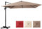 COSTWAY Sombrilla Terraza Exterior 3x3M con Base Cruzada, Sombrilla Rectangular 3 Inclinaciones, Rotación 360°, Parasol Excentrico Grande Jardin Terraza Playa Exterior (Café)