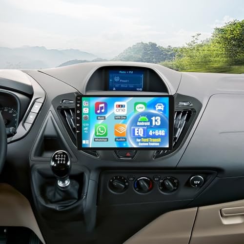 OiLiehu 4+64G Android 13 Car Stereo for Ford Transit Custom Tourneo 2013-2021 with Wireless CarPlay Android Auto, 9 IPS Touchscreen Radio with WiFi Bluetooth Mirror Link EQ FM RDS SWC Backup Camera
