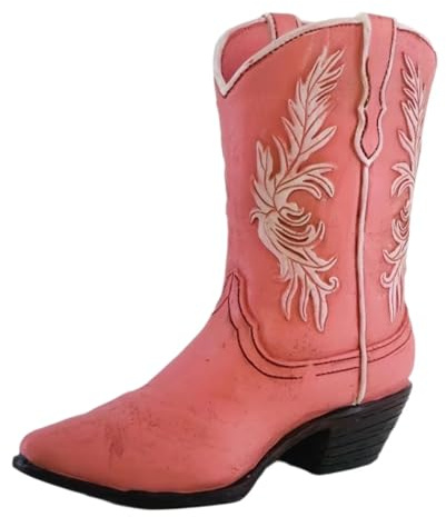 Gralara Vintage Cowgirl Boot Vase Resin Decorative Planter Western Home Decor Sculpture Resin Arrangement Vase for Floral Arrangements, Air Plants & Dried Flowers, Office Desk Ornament, Pink