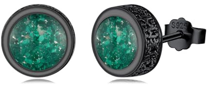 PARYFO Wikinger Ohrstecker für Männer 925 Sterling Silber Schwarzer Ohrstecker Malachit Ohrringe Wikinger Schmuck für Herren Damen Mädchen