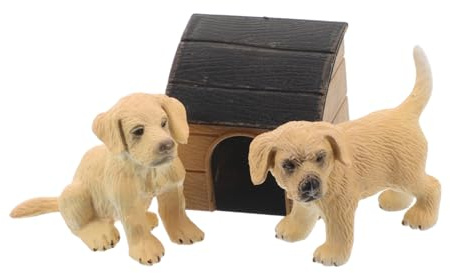 CORHAD Miniatur Puppenhaus Hundehütte Set mit Realistischen Handbemalten Hundefiguren Detaillierte Tierdekoration für Niedliches Haustier Diorama Geschenk für Hundeliebhaber