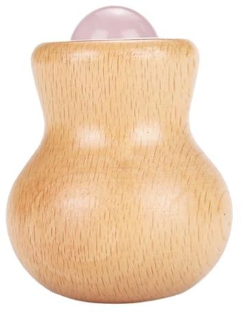POPETPOP Masseur de Visage en Jade Rouleau en Bois, Sensation de Fraîcheur et Soulagement Tension, Outil de Massage du Visage Mains pour Usage à Domicile