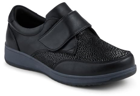 Pavers Womens Wide Fit Coated Leather Adjustable Monk Shoes | Autumn Winter Collection | Shoe | Riptape