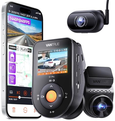 VANTRUE S1 Pro DMS STARVIS 2 Dashcam Auto Vorne und Innen 1944P+1080P 30FPS | 60FPS Front Dash Cam, Nachtsicht, 5GHz WLAN GPS, ADAS+DMS KI, 24H Parküberwachung, G-Sensor, Sprachbefehle, Superkondensator