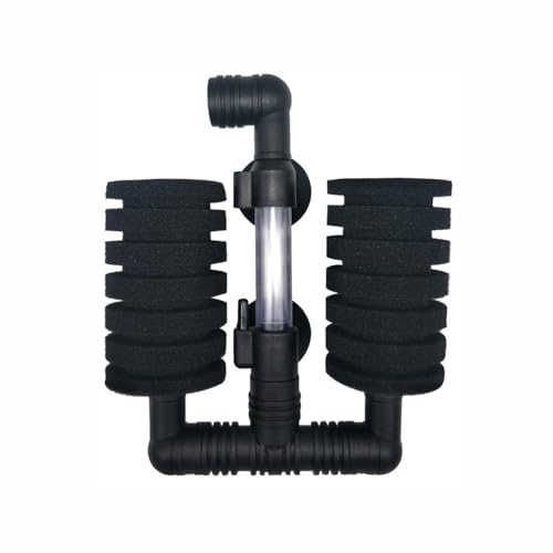 SENRISE Aquarium Nano Bio Schwamm Filter, Leise Tauchschaum Filter Bio-Filtrationssystem für Fisch Schildkröte Fry Garnelen (S Size Double Sponges Filter)