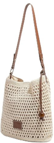 LYSHOOCE Häkeltasche Handgewebte Strandtasche Boho Shopper | Geräumige Schultertasche Hobo mit großem Fassungsvermögen für Sommer, Urlaub und Reise