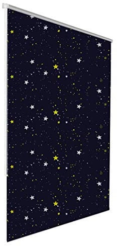 Klemmfix Verdunkelungsrollo für innen ohne Bohren :: Rollos für Fenster, blickdicht und lichtundurchlässig 75x150 cm Sterne