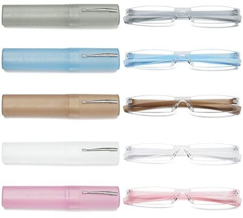 VEVESMUNDO Randlos Lesebrille mit Etui Damen Herren Mini Lesehilfe Sehhilfe Ohne Rahmen