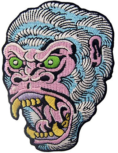 Aufnäher, bestickt, Design: Der brüllende Gorilla, zum Aufbügeln oder Aufnähen