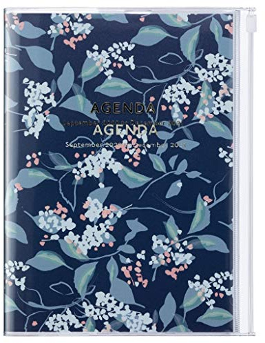 MARK'S 2020/2021 Taschenkalender B6 vertikal, Flower Pattern Navy