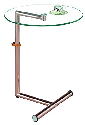 Aspect Clear Glass Side/End/Laptop/Coffee Table-Zen Adjustable Round Table (CLEAR/COPPER), GT07CPR