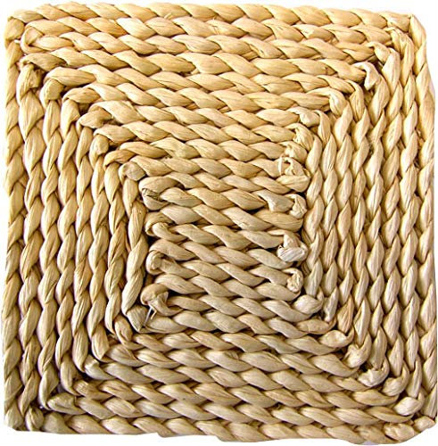 Dessous de plat en paille carré 18 cm motifs assortis
