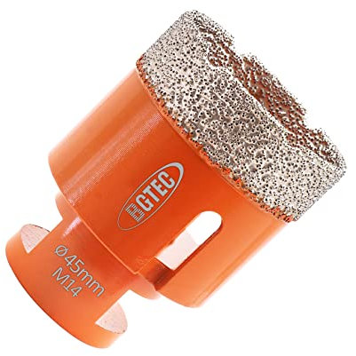 BGTEC Brocas de Núcleo de Diamante Seco para Baldosas de Porcelana, Mármol, Cerámica, Ladrillo con Rosca M14 de 45 mm de Diámetro