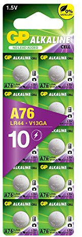 LR44 - Set da 10 | GP Extra | Batterie a Bottone Alcaline da 1,5V LR 44 / A76 - Lunga Durata