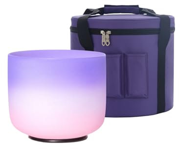 KVKA 8 Inch B Note Crown Chakra Singing Bowl Rainbow Color With Carrying Case for Yoga Sound Bath Healing (Crown Chakra, B Note)