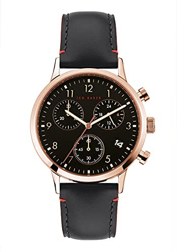 Ted Baker Herren Analog Quarz Uhr mit Leder Armband BKPCSF9059I