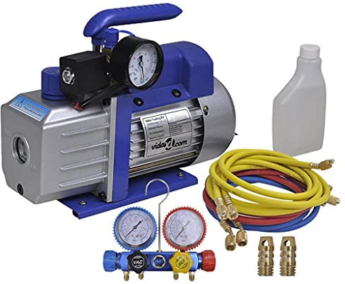 Tidyard 4-Wege-Verteiler Vakuumpumpe Manifold Gauge Set Klimaanlage Kältemittel Aufladeschlauch mit Messgerät Geeignet für Kältemittel R134, R410a, R22 und R407c