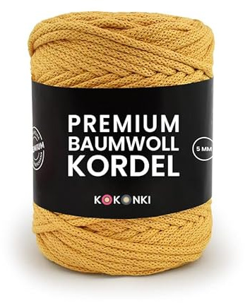 Makramee-Schnur aus Baumwolle PREMIUM By KOKONKI 5mm / Ralle 100 m (senf)