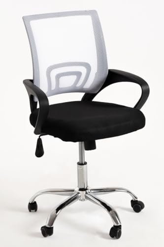 Regalos Miguel - Silla de Oficina Blanca y Negro Midi Pro - Máxima Ergonomía - Ideal para Escritorio y Gaming