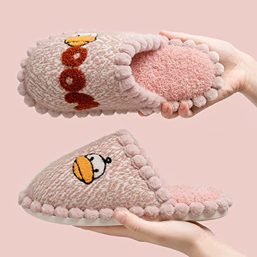 XIEHC Foam Ciabatte Antiscivolo Invernali, Simpatico Peluche Antiscivolo per la casa, Pantofole in Cotone per Interni, Rosa, 35-36,Donna Peluche Animali Pantofole
