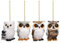 MISNODE 4Pcs Hanging Owl Christmas Ornaments, Mini Plush Owl Assorted Animals Furry Owl Xmas Tree Decorations, Woodland Figurine Keychain Hanging Pendant