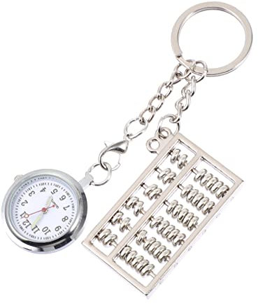 Mikikit Cooler Schlüsselanhänger Mit Uhr Aus Metall Für Männer in Abakus-Form Einfache Praktische Taschenuhr Als