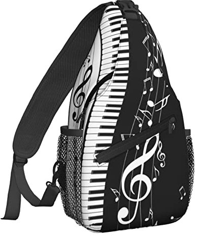 NiuKom Schultertasche für Damen, Umhängetasche, lässiger Tagesrucksack, Rucksack, Herren, Brusttasche, Fitnessstudio, Radfahren, Reisen, Wandern, Klaviertasten, Musiknoten, Einheitsgröße,