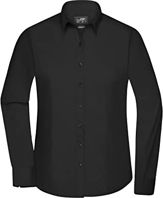 James & Nicholson Damenbluse Poplin Langarm - Taillierte Bluse in pflegeleichtem Materialmix