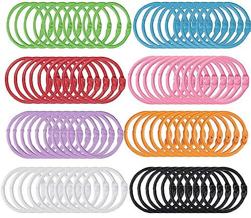 80 Stück 8 Farben Metall Binder Ringe, 30mm Bunte Schlüsselanhänger Looseblatt Binder Ring Buch Ringe Schlüsselanhänger