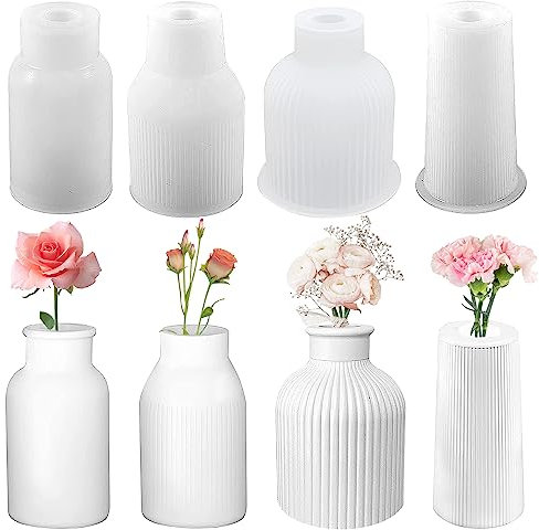 4 Pcs Vase Silikon gießform, epoxidharz formen silikon, Blumenvasen Silikonformen, DIY Silikonform Schale Harz Form, Verwendet für die Vasen, Stifthaltern und Dekorativen Accessoires (4)