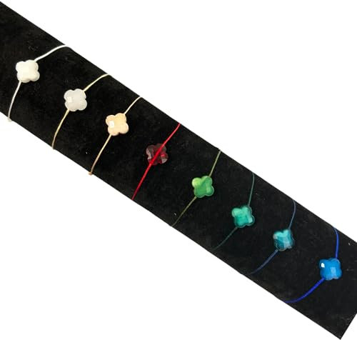 bracelet fil cordon nylon - pendentif trèfle perles nacre 6 couleurs au choix - réglable femme homme enfant bébé - fait main - résiste à l eau