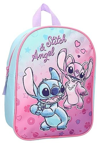 Zaino STITCH e ANGEL Hello Cutie da Disney Lilo & Stitch - Zainetto per bambini | Scuola | Asilo - Colore Rosa - dimensioni 29x22x9cm