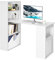 CASART 122CM Computer Desk Bookshelf, Wooden Writing Table with 6 Storage Shelves, Home Office Study Desk PC Laptop Table Workstation (White)